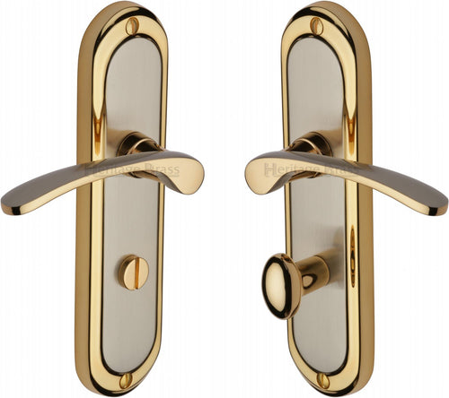 Heritage Brass Door Handle for Bathroom Ambassador Design Jupiter finish