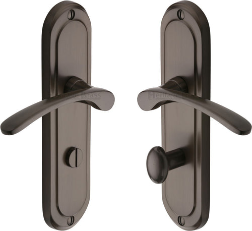 Heritage Brass Door Handle for Bathroom Ambassador Design Matt Bronze