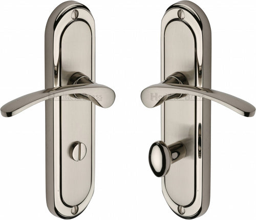 Heritage Brass Door Handle for Bathroom Ambassador Design Mercury finish