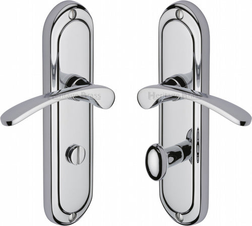 Heritage Brass Door Handle for Bathroom Ambassador Design Polished Chrome finish