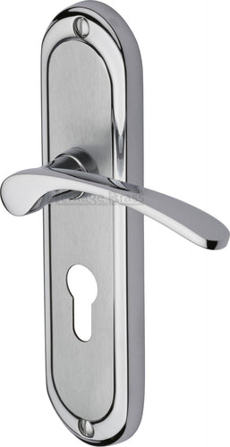 Heritage Brass Door Handle for Euro Profile Plate Ambassador Design