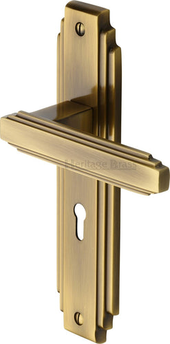 Heritage Brass Door Handle Lever Lock Astoria Design Antique finish