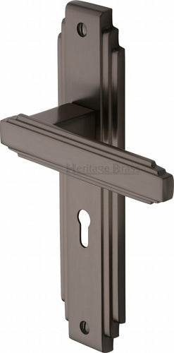 Heritage Brass Door Handle Lever Lock Astoria Design Matt Bronze finish