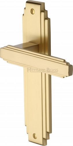 Heritage Brass Door Handle Lever Latch Astoria Design Satin Brass finish