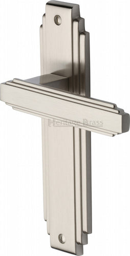 Heritage Brass Door Handle Lever Latch Astoria Design Satin Nickel finish