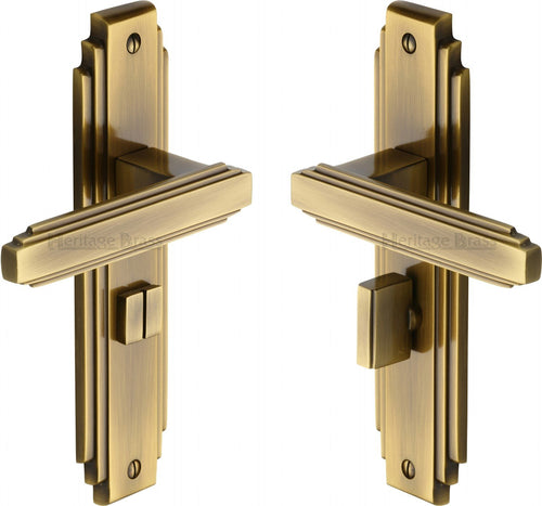 Heritage Brass Door Handle for Bathroom Astoria Design Antique finish