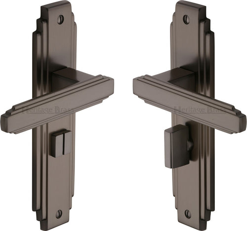 Heritage Brass Door Handle for Bathroom Astoria Design Matt Bronze finish