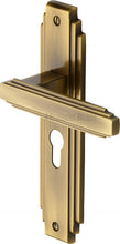 Load image into Gallery viewer, Heritage Brass Door Handle Euro Profile Astoria Design