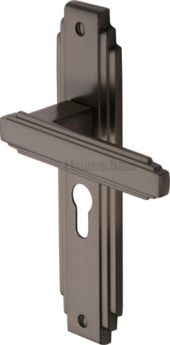 Heritage Brass Door Handle Euro Profile Astoria Design Matt Bronze finish