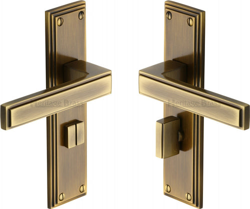 Heritage Brass Door Handle for Bathroom Atlantis Design