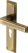Load image into Gallery viewer, Heritage Brass Door Handle Euro Profile Atlantis Design