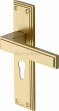 Load image into Gallery viewer, Heritage Brass Door Handle Euro Profile Atlantis Design