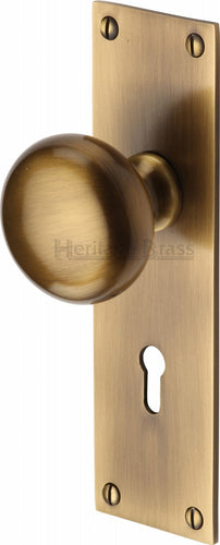 Heritage Brass Mortice Knob on Lock Plate Balmoral Design