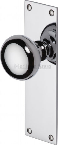 Heritage Brass Mortice Knob on Latch Plate Balmoral Design Polished Chrome finish