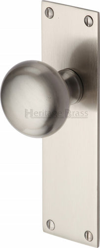 Heritage Brass Mortice Knob on Latch Plate Balmoral Design Satin Nickel finish