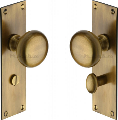 Heritage Brass Mortice Knob on Bathroom Plate Balmoral Design