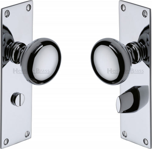 Heritage Brass Mortice Knob on Bathroom Plate Balmoral Design Polished Chrome finish