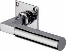 Load image into Gallery viewer, Heritage Brass Door Handle Lever Latch on Square Rose Bauhaus Design