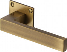 Load image into Gallery viewer, Heritage Brass Door Handle Lever Latch on Square Rose Delta BH Design