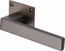 Load image into Gallery viewer, Heritage Brass Door Handle Lever Latch on Square Rose Delta BH Design