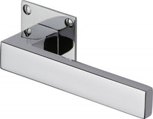 Load image into Gallery viewer, Heritage Brass Door Handle Lever Latch on Square Rose Delta BH Design