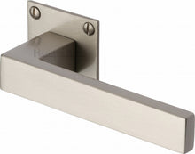 Load image into Gallery viewer, Heritage Brass Door Handle Lever Latch on Square Rose Delta BH Design