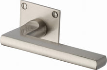 Load image into Gallery viewer, Heritage Brass Door Handle Lever Latch on Square Rose Trident Design