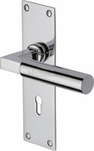 Load image into Gallery viewer, Heritage Brass Door Handle Lever Lock Bauhaus Design