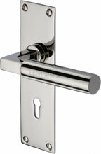 Load image into Gallery viewer, Heritage Brass Door Handle Lever Lock Bauhaus Design