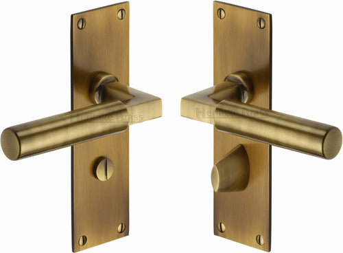 Heritage Brass Door Handle for Bathroom Bauhaus Design