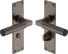 Load image into Gallery viewer, Heritage Brass Door Handle for Bathroom Bauhaus Design