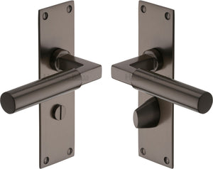Heritage Brass Door Handle for Bathroom Bauhaus Design