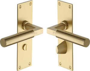Heritage Brass Door Handle for Bathroom Bauhaus Design