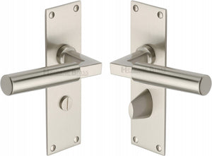 Heritage Brass Door Handle for Bathroom Bauhaus Design