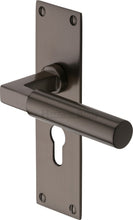 Load image into Gallery viewer, Heritage Brass Door Handle for Euro Profile Plate Bauhaus Design
