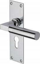 Load image into Gallery viewer, Heritage Brass Door Handle for Euro Profile Plate Bauhaus Design