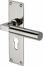 Load image into Gallery viewer, Heritage Brass Door Handle for Euro Profile Plate Bauhaus Design