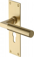 Load image into Gallery viewer, Heritage Brass Door Handle for Euro Profile Plate Bauhaus Design