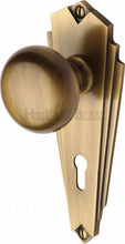 Load image into Gallery viewer, Heritage Brass Mortice Knob on Lock Plate Broadway Design