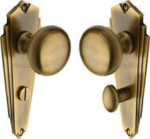 Load image into Gallery viewer, Heritage Brass Mortice Knob on Bathroom Plate Broadway Design