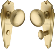 Load image into Gallery viewer, Heritage Brass Mortice Knob on Bathroom Plate Broadway Design