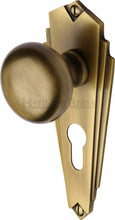 Load image into Gallery viewer, Heritage Brass Mortice Knob on Euro Profile Plate Broadway Design