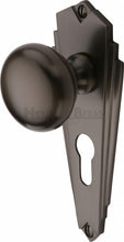 Load image into Gallery viewer, Heritage Brass Mortice Knob on Euro Profile Plate Broadway Design
