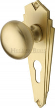 Load image into Gallery viewer, Heritage Brass Mortice Knob on Euro Profile Plate Broadway Design