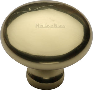 Heritage Brass Cabinet Knob Mushroom Design 38mm