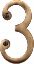 Load image into Gallery viewer, Heritage Brass Numeral 3 Face Fix 76mm (3&quot;)