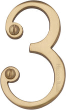 Load image into Gallery viewer, Heritage Brass Numeral 3 Face Fix 76mm (3&quot;)