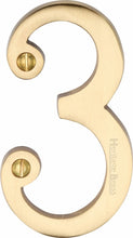 Load image into Gallery viewer, Heritage Brass Numeral 3 Face Fix 76mm (3&quot;)