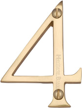 Load image into Gallery viewer, Heritage Brass Numeral 4 Face Fix 76mm (3&quot;)