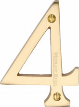 Load image into Gallery viewer, Heritage Brass Numeral 4 Face Fix 76mm (3&quot;)